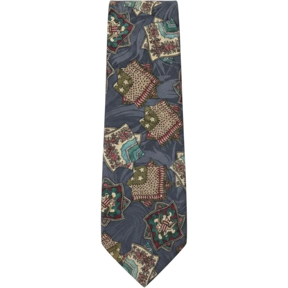 Sheaf & Caber Mens Silk Tie Blue Patriotic Eagle Stars Stripes Americana USA